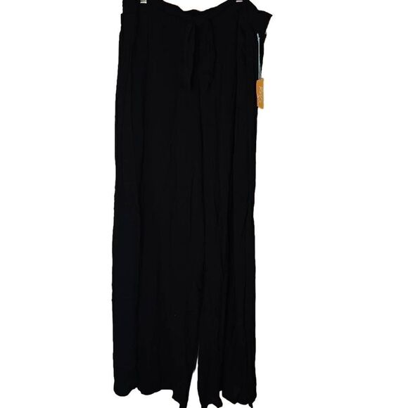 Kona Sol Long Side Slit Flowy Linen Pants - Picture 1 of 8